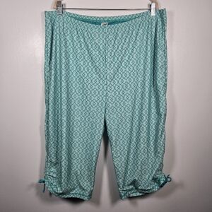 UV Skinz Turquise Geometric Print Modest UV Protect Swim Capri Pant Plus Size 4X